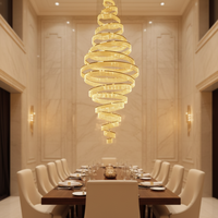Lustre en cristal en spirale personnalisable de style européen moderne et luxueux pour hôtel, villa, intérieur, décoration personnalisée, ampoule E12 pour escalier