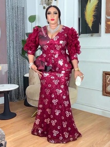 Nouvelle robe <span class=keywords><strong>Kanga</strong></span> en coton perlé et paillettes, grande taille, robe de soirée élégante pour femmes européennes, robe longue de style africain luxueuse - Product Image 4