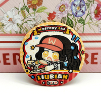 Parche de cómic personalizado al por mayor de 58 mm, insignia de tela tejida, pin, botón