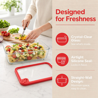 Boîte à lunch en verre borosilicate de grande capacité avec couvercles trempés résistants à la chaleur, conteneur de stockage alimentaire pour les chaînes de vente au détail