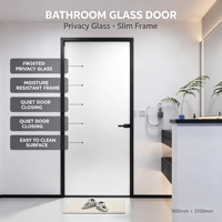 Portes FIDELIS avec cadre en aluminium, porte à battant en verre, isolée et insonorisée pour chambre à coucher, salon et salle de bain