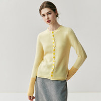 Cardigan en cachemire pour femme, col rond, manches contrastantes, tricoté, collection automne-hiver, vente en gros.
