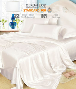 酒店家居纯色丝绸奢华缎面被子丝绸床单床上用品套装欧洲编织60级丝绸床上用品素色1件 - Product Image 5