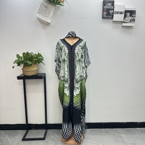 Nouvelle <span class=keywords><strong>Robe</strong></span> Longue Africaine en Coton pour Femme, Style 2025, Ample, Tendance, Imprimée, Ornée de Strass, Grande Écharpe, <span class=keywords><strong>Robe</strong></span> Ethnique d'Été - Product Image 3