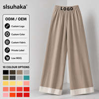 Pantalones Anchos Personalizados para Mujer con Cintura Elástica y Puños, Suaves como la Mantequilla, Elásticos en 4 Direcciones, Ropa Deportiva Informal para Uso Diario, OEM ODM, Logotipo Personalizado