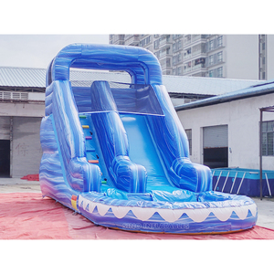 17 'Hoge Opblaasbare Waterglijbaan Voor Kinderen Met Zwembad Gecertificeerd Door En14960 Gemaakt Van Loodvrij Materiaal Van Sino Inflatables - Product Image 1