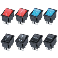 Interrupteur à bascule JC-KCD4 marche/arrêt 2 positions, LED rouge, 4 broches, KCD4 2 voies, 10A 250VAC, LED 25*31mm