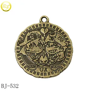 Custom Made Antique Logo Pendant Round Shape Necklace Accessory Alloy Hang Charms Wholesale