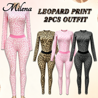 Ensemble deux pièces uni pour femme Milena 2026 – Haut à manches longues et pantalon taille haute ajusté, extensible et respirant