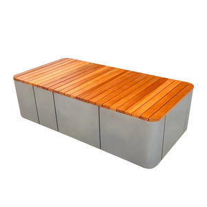 ม้านั่งสเตนเลสสตีลทรงสี่เหลี่ยมผืนผ้าที่นั่งทำจากไม้ทั้งในร่มและกลางแจ้งม้านั่งแบบแยกส่วนพร้อมพนักพิงหลังสำหรับสวนสาธารณะและห้างสรรพสินค้า - Product Image 4