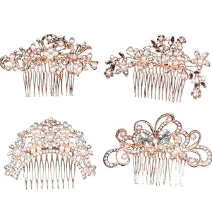 Moda sposa gioielli per capelli accessori lega strass perla pettine per capelli cristallo perla tornante per il matrimonio - Product Image 1