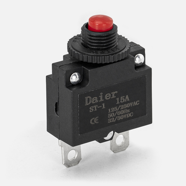 High Voltage Thermal Circuit Breaker Switch 2 Pin Push Button Circuit Breaker Overload Protector 3A-20A