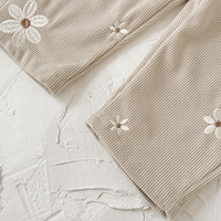 Bas quantité minimale de commande fleur broderie infantile bébé filles salopette en velours côtelé pantalons tenues
