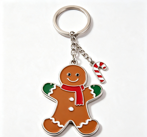 Llavero de metal con diseño de hombre de jengibre navideño, llavero de aleación esmaltada, colgante de bastón de caramelo, accesorio de regalo - Product Image 4