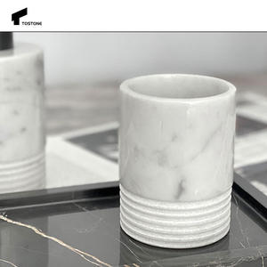 Tostone 2025 juego de tazas para verter hecho a mano blanco mármol de Carrara piedra Natural grabado decoración de sala de té para sala de estar cocina caliente - Product Image 6