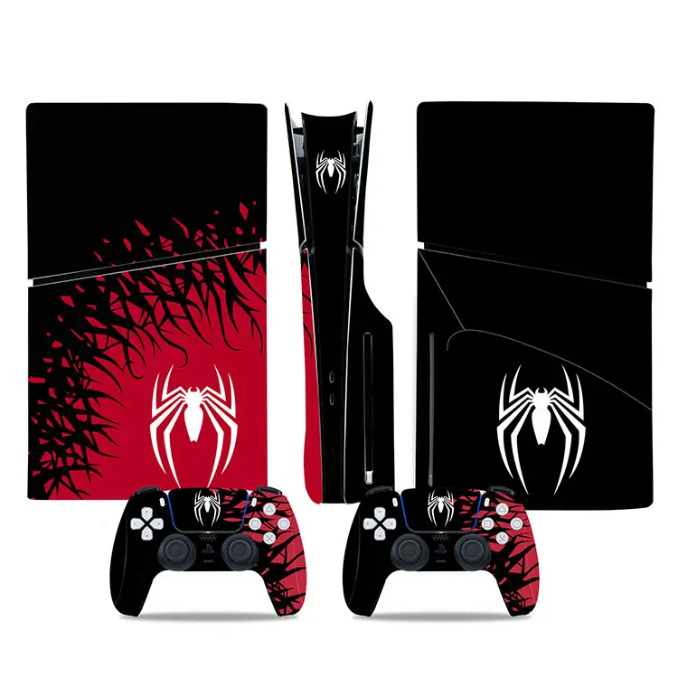 Spider Boy konsol Game dapat disesuaikan, seluruh tubuh dan 2 pengontrol Game stiker warna untuk PS5 ramping antigores