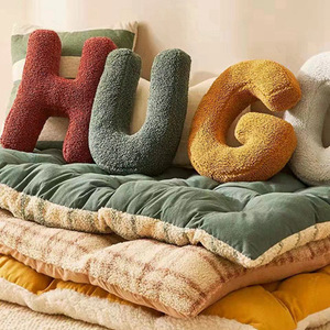 Boucle Alphabet Pillow Custom <strong>Letter</strong> Initial <strong>Letter</strong> <strong>Cushion</strong>, Nursery Monogram Decorative Baby Shower Gift Blush - Product Image 2