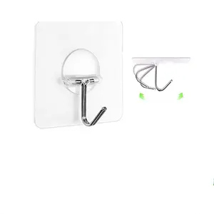 Прозрачный крепкий самоклеящийся настенный крючок, стеллаж для хранения кухонной утвари, настенная вешалка для кухни, ванной комнаты, аксессуары