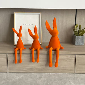 Ornements de lapin en résine modernes haut de gamme, simples, floqués, assis, pour meuble TV, meuble à vin, décorations pour le salon - Product Image 4