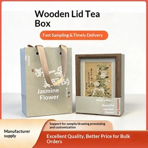 New Chinese Style Wooden Lid Tea <b>Gift</b> <b>Box</b> with Jasmine Tea & Art Painting Customization Available - Product Image 5