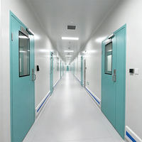 Porte battante de salle blanche GMP sur mesure en acier galvanisé, hermétique, avec fenêtre d'observation