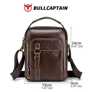 BULLCAPTAIN กระเป๋าสะพายข้างผู้ชาย หนังวัวชั้นบนสุด กระเป๋าสะพายข้างสองชั้นอเนกประสงค์ แฟชั่นยุโรปอเมริกันสำหรับผู้ชาย - Product Image 6