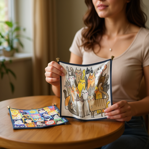 Mini sciarpa quadrata a forma di gatto 70x70cm FULARES per donna, accessorio moda - Product Image 2