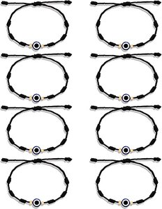 Pulseras <span class=keywords><strong>de</strong></span> estilo étnico con <span class=keywords><strong>ojo</strong></span> turco ajustable <span class=keywords><strong>de</strong></span> <span class=keywords><strong>7</strong></span> <span class=keywords><strong>nudos</strong></span>, cordón negro, cuerda trenzada hecha a mano, venta al por mayor - Product Image 4