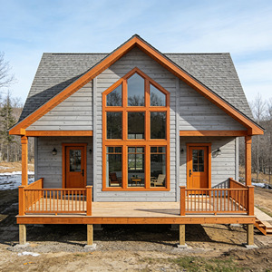 Cabaña de Madera Personalizada de Una Planta con Techo a Dos Aguas, Estilo Americano, <span class=keywords><strong>3</strong></span> Dormitorios, 1 Baño, Cocina, Comedor y Sala de Estar Abiertos, Casa Prefabricada - Product Image 1