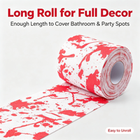 Rouleau de papier toilette effrayant pour Halloween, avec éclaboussures de sang réalistes, décoration fantaisie pour maison hantée, salle de bain ou fête.
