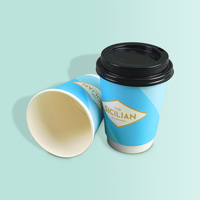 Gobelets en papier écologiques pour boissons chaudes Tasse à café jetable haut de gamme avec couvercle noir pour les petites entreprises