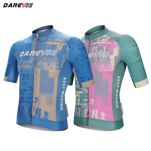 Jersey de <span class=keywords><strong>Ciclismo</strong></span> MTB de Manga Corta Transpirable Darevie Ropa de <span class=keywords><strong>Ciclismo</strong></span> Profesional de Finlandia <span class=keywords><strong>Azul</strong></span> y Rosa de Fábrica - Product Image 3