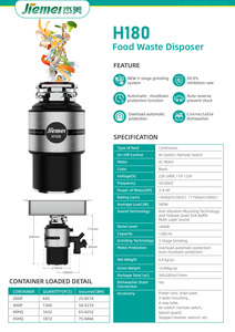 Jiemei 0.75HP bồn rửa Bộ vi xử lý điện thực phẩm máy xay nhà bếp Xử Lý Rác Thải 560W 1200ml - Product Image 5