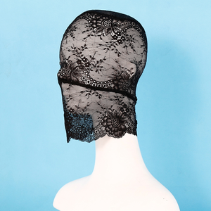 Schwarze Spitzen-Maskerade Vollgesichts-Schleiermaske Gotische Ausgehöhlte Durchsichtige Kapuze Kopfbedeckung Erwachsenen-SM-Sexspielzeug 100% Wasserdicht für Männer und Frauen - Product Image 5