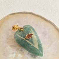 Pendentif en forme de cœur en zircon et cuivre avec pierre naturelle, certifié CE, à faire soi-même, attire l'énergie positive et la chance