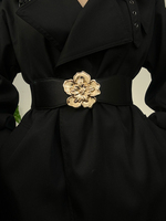 Ceinture en cuir PU fleuri haut de gamme pour femmes, ceinture élastique, réglable, cinche la taille, convient aux robes et aux pulls.