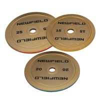 Poids de musculation Newfield Powerlifting en plaques dorées 25 kg, qualité supérieure, pour entraînement de force en salle de sport