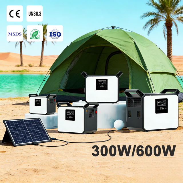 In Stock 300W 600W Solar Energy System Power Station Lifepo4 Battery With Solar Panels Power Generator Portable