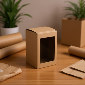 Scatola in carta kraft ILAN 12x12x18cm con finestra per imballaggio - Product Image 2