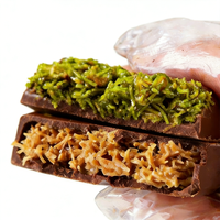 Barres de Kunafa au chocolat noir et au lait, fourrées à la pâte de noisettes/pistaches, fabriquées à Dubaï, certifiées Halal, vente en gros