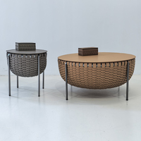 Ensemble de tables basses de salon en rotin, métal et cuir, style nordique moderne italien simple, pour maison, hôtel, villa, appartement