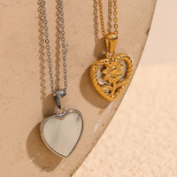 Collier en forme de cœur et de fleur brillant plaqué or 18 carats, étanche, inaltérable, empilable, bijou féerique pour femme