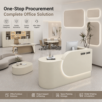Comptoir de réception incurvé avec éclairage LED pour spa médical, clinique de soins de la peau, salon, usine, logo personnalisé sur commande