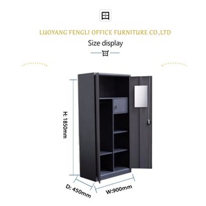 Meuble de rangement moderne en acier à 2 portes, armoire de classement suspendue réglable pour bureau, maison, salon, chambre à coucher, noir - Product Image 2