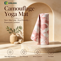 Tapis de yoga professionnel écologique en TPE épais, insonorisant, antichoc, antidérapant, avec logo personnalisé, effet tie-dye, texture marbrée.