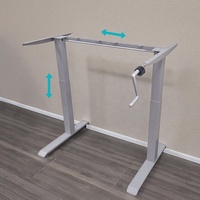 Cadre de bureau assis-debout ergonomique moderne en fer à poutre unique avec manivelle et réglage manuel de la hauteur pour usage bureautique et commercial
