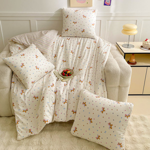 Seyana <b>Pillow</b> Blanket 40x40cm Unfolded To 105x145cm Pure Cotton Printed Plants And Flowers Design For Bed Or Sofa Use - Product Image 3