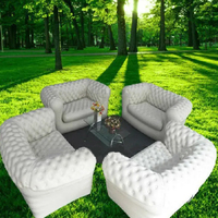 Canapé gonflable Chesterfield blanc de luxe, imperméable, double chaise longue gonflable pour le camping en plein air et les événements, salon