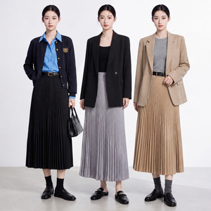Falda Midi Plisada de Satén Casual para Mujer, Nueva, Cintura Impero, Forro Transpirable, Estilo Miyake Plisado, Ligera y Elegante, para Todas las Temporadas - Product Image 6