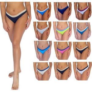 FOXA Paquete de 12 bragas de encaje de corte alto para mujer, ropa interior transpirable de algodón y elastano de talle alto - Product Image 1